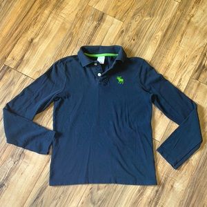 Abercrombie Kids Navy Polo Long Sleeve Shirt